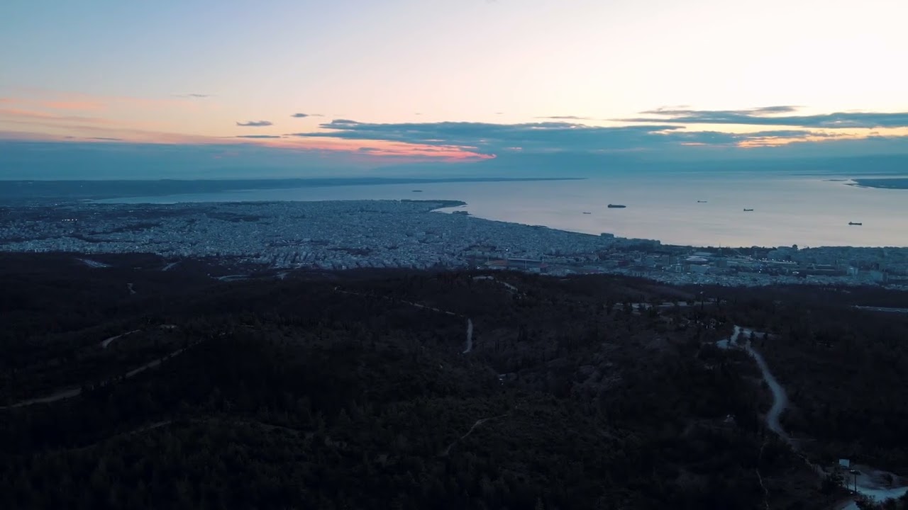 Winter Sunset Over Thessaloniki | Lo-fi Aerial Flight Above the City + AI LoFi