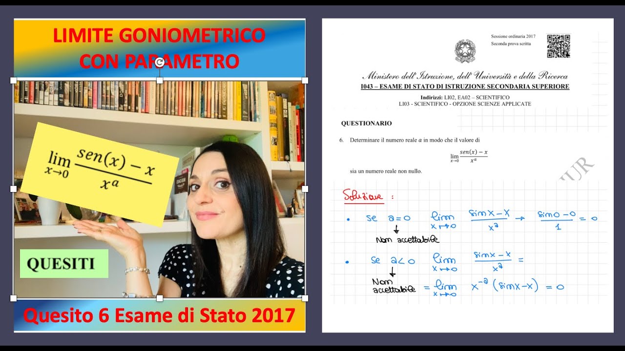 Limite goniometrico con parametro (quesito 6 Esame 2017)