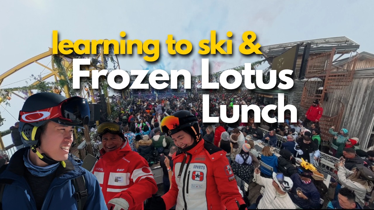 First Ski Lesson at Tomorrowland Winter + Frozen Lotus Lunch (Day 2–3)