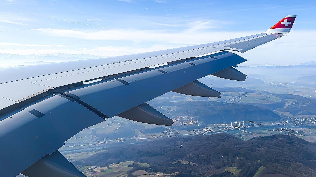 4K | Swiss Airbus A330-300 Beautiful Approach And Landing At Zurich International Airport