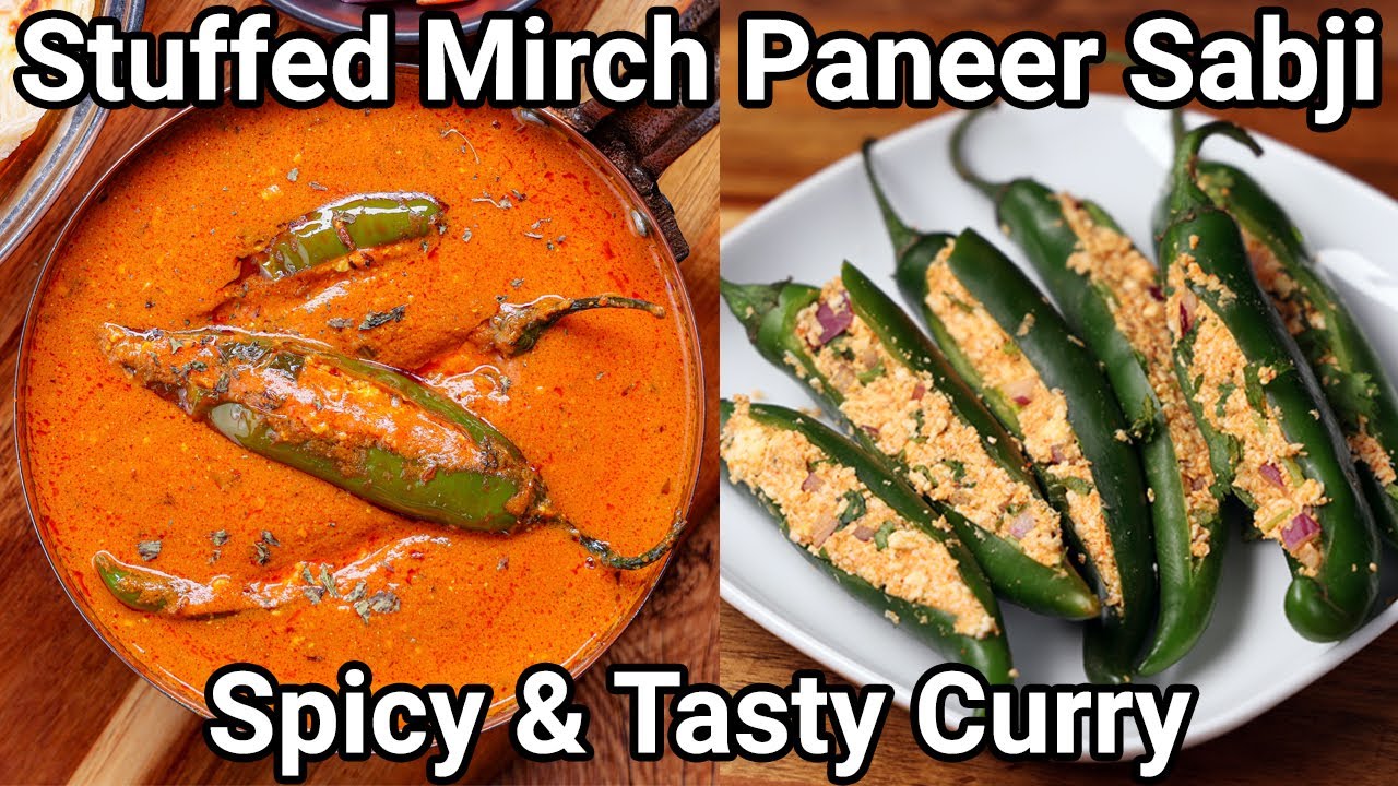 Stuffed Hari Mirch ki Sabji - Paneer Stuffing Dhaba Style | Paneer Stuffed Green Chilli Gravy Masala