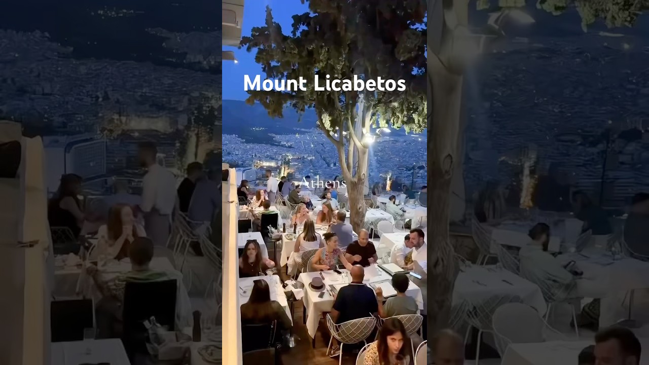 Restaurant at the top of  Mount Lycabettus (&Lambda;&upsilon;&kappa;&alpha;&beta;&eta;&tau;&tau;ό&sigmaf;) in Athens Greece, what a setting.