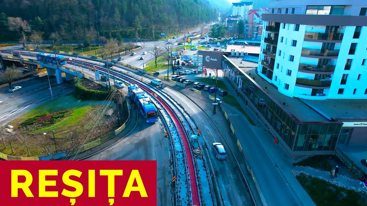 REȘIȚA DIN DRONĂ ❌ LINIA DE TRAMVAI CENTRU DOMAN FUNICULAR REȘIȚA ROMÂNĂ ❌ Stadiu Lucrări 18.12.2023