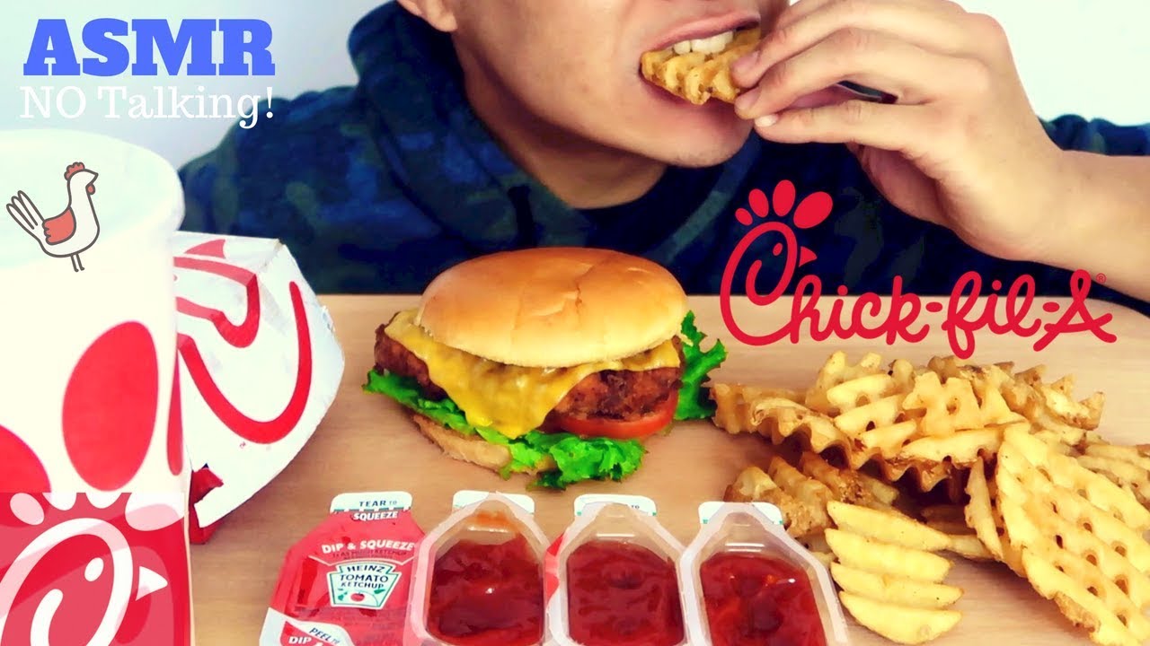 ASMR Chick-fil-A Chicken Sandwich & Waffle Fries MUKBANG | SATISFYING EATING SOUNDS NO TALKING*