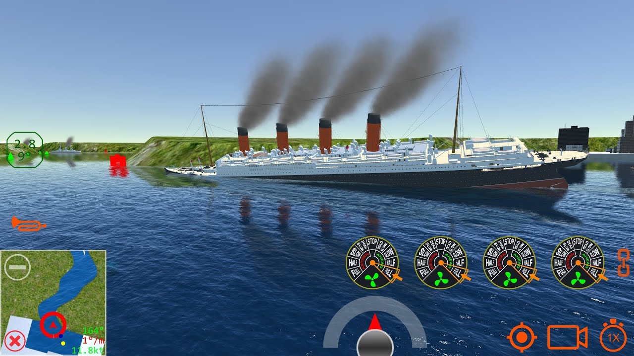 RMS Aquitania was unaware that there were sea mines - Ship Handling Simulator