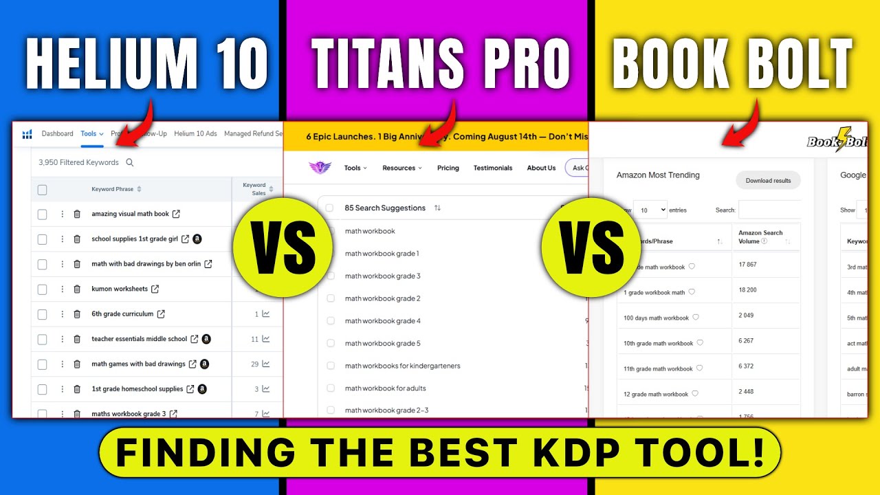 Best Amazon KDP Tool in 2026: Helium 10 vs Titans Pro vs Book Bolt