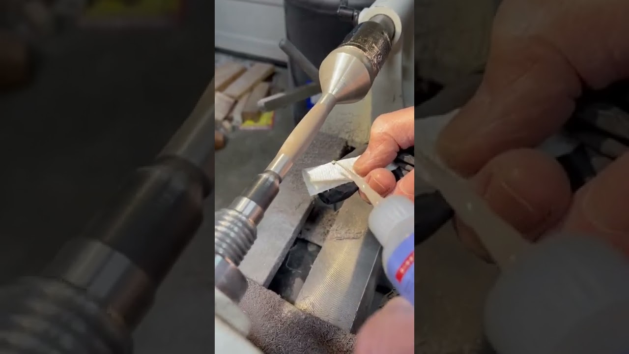 How I apply a coat of CA glue to pen blanks (change to HDPE bushings first)