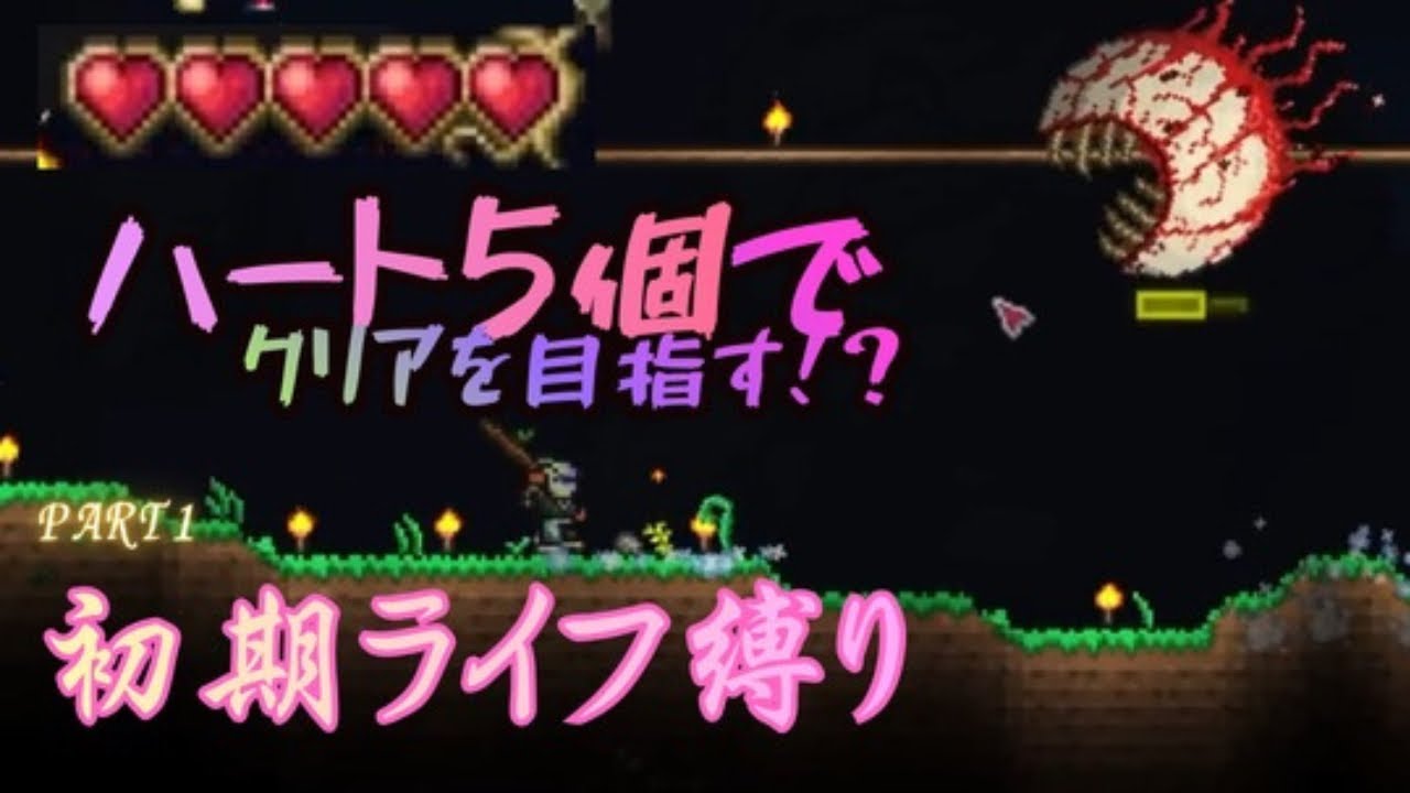 【テラリア】マスターモードでハート5個クリアは可能なのか？【初期ライフ縛り#1】