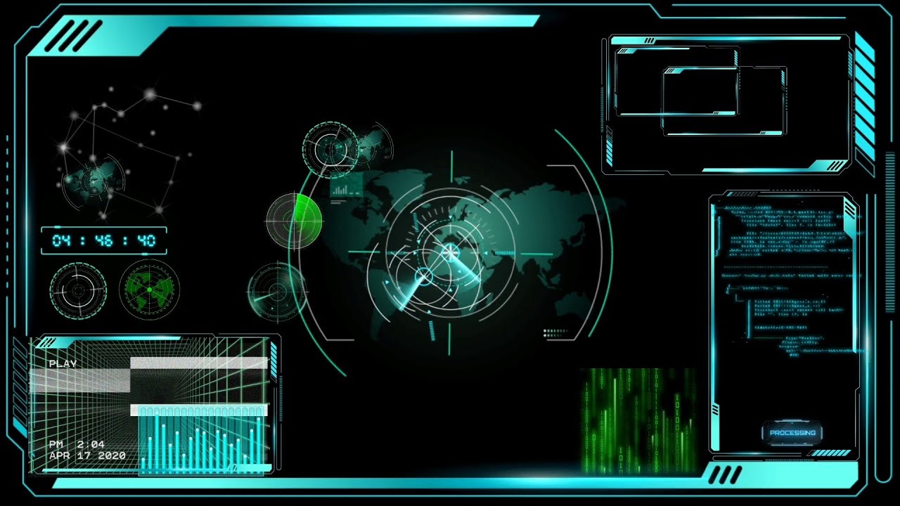 Satelite Map Hologram Black Screen Sci Radar Digital Binary Ironman Hud with Sound Effect