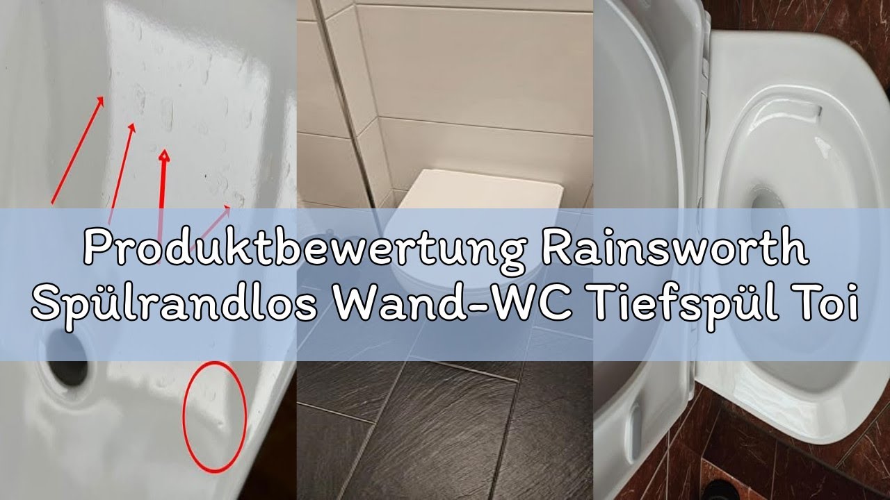 Produktbewertung Rainsworth Spülrandlos Wand-WC Tiefspül Toilette - Hänge Toiletten mit effizienter