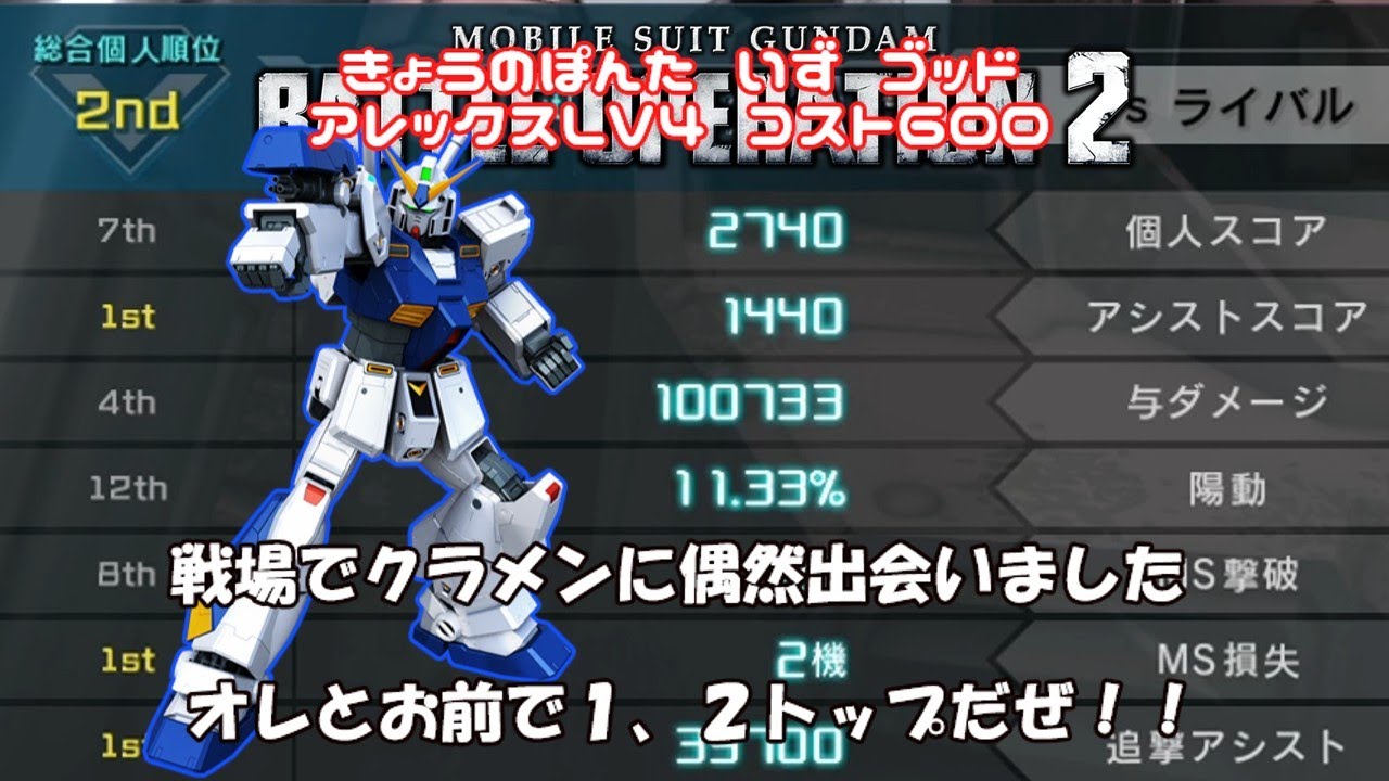 [お前がNo.1だ！]きょうのぽんた いず ごっど アレックスLV4 コスト600 与ダメ10万