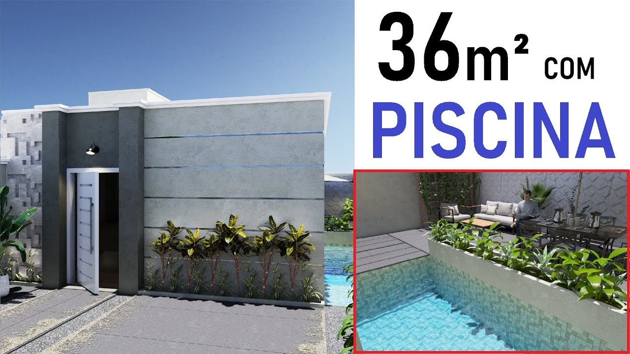 MINI CASA DE 6 x 6 METROS - QUITINETE DE 36m² COM PISCINA - HOME DESIGN