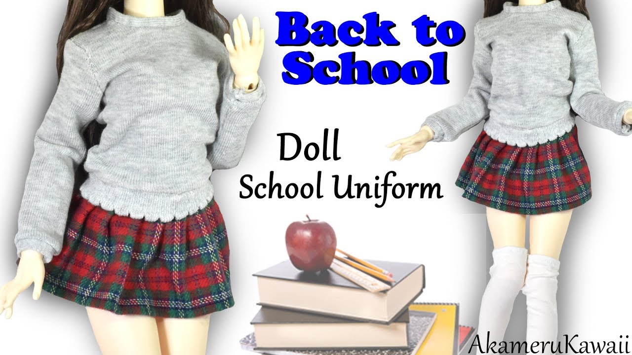 How to: Cute  Doll School Uniform - Back to School BJD / Barbie Clothes Tutorial