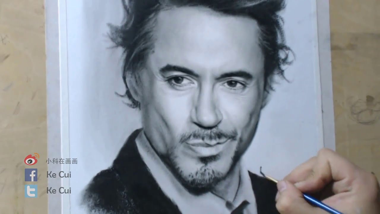 Drawing Robert Downey Jr | Speed Drawing | painting in Dry Brush Technique