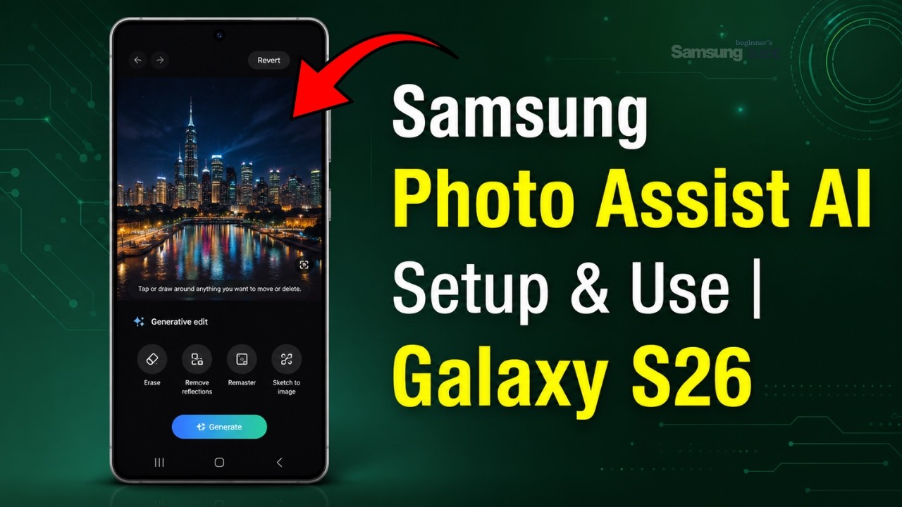 Функция искусственного интеллекта Photo Assist на Samsung Galaxy S26 (быстрая настройка и использ...