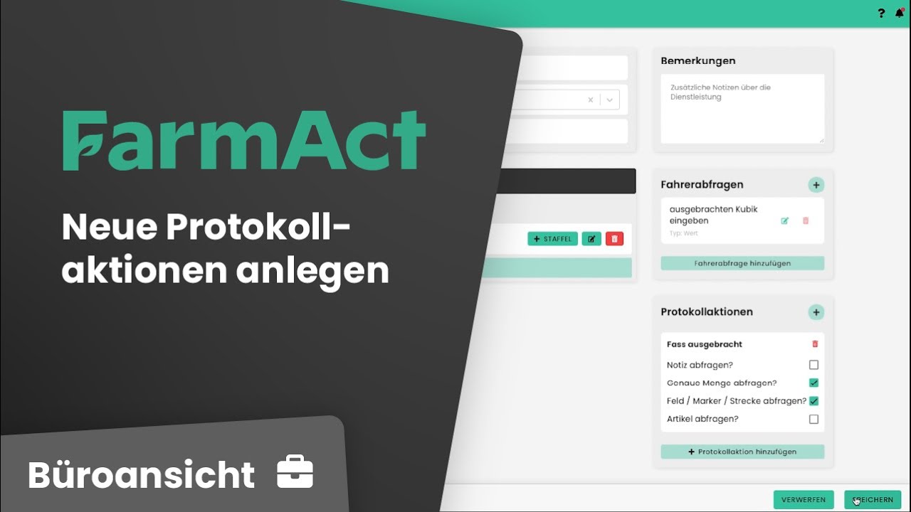 Protokollaktionen anlegen - FarmAct: Die flexibelste Software für Lohnunternehmen