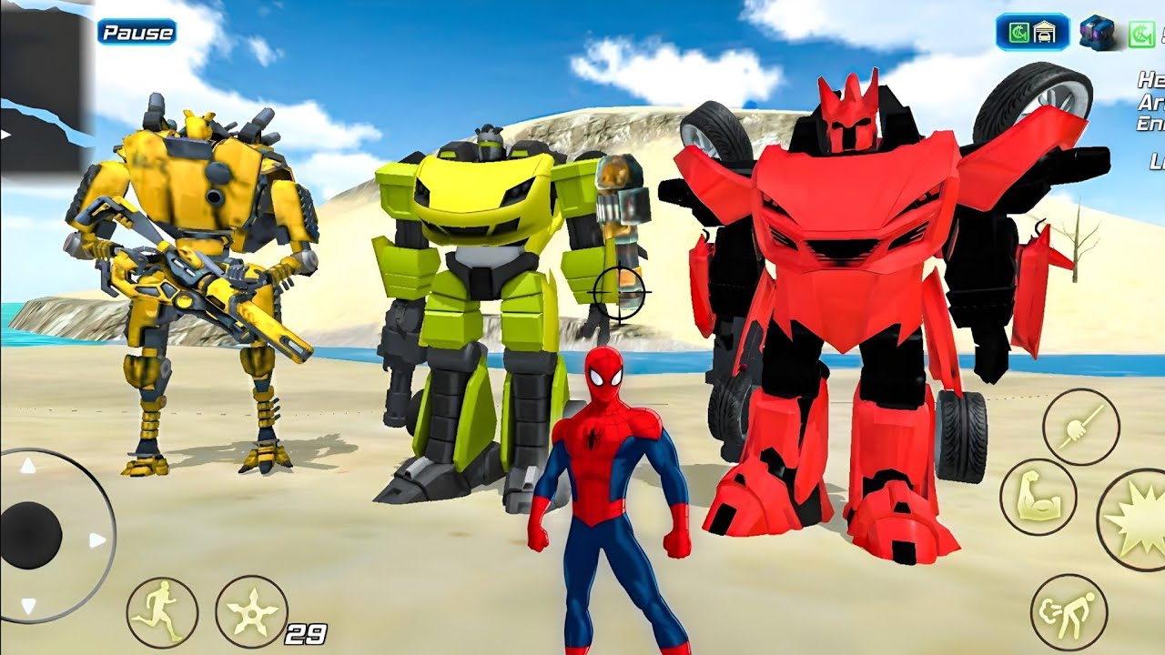 Rope Frog Ninja Hero Vegas Crime Simulator | Transformers Robot Fighting #39 - Android Gameplay