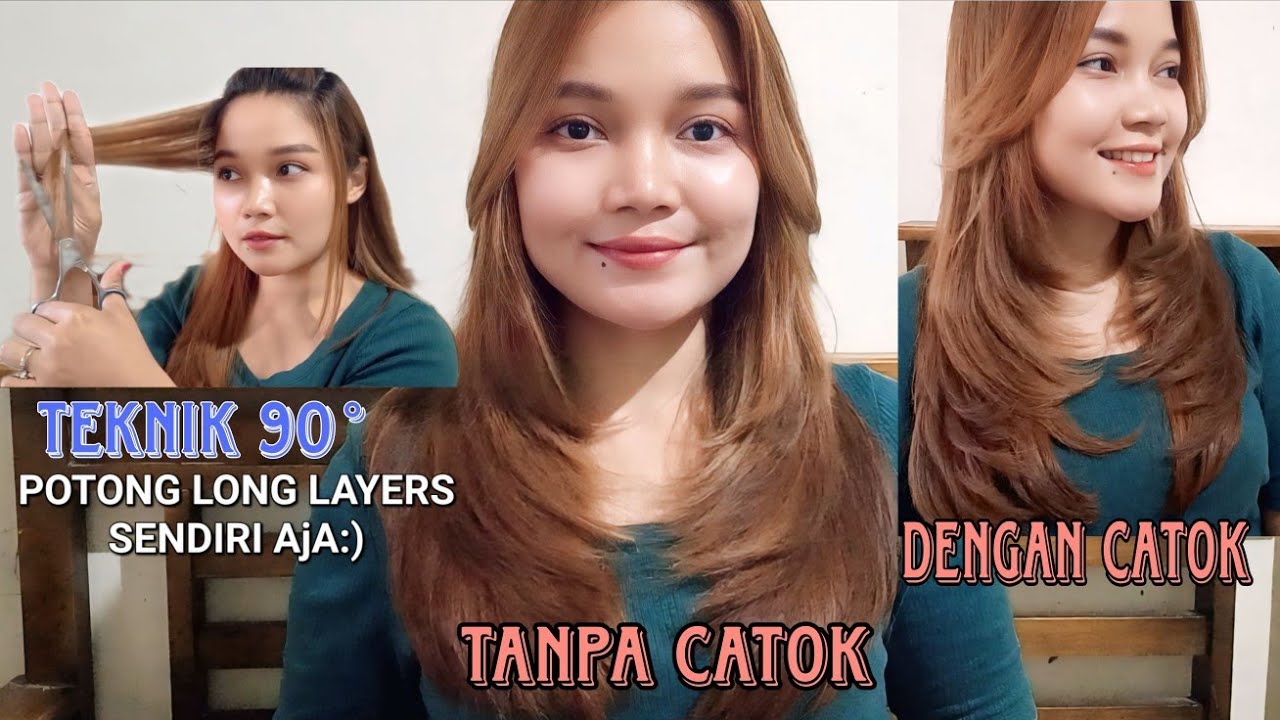 Pasti Berhasil!! TUTORIAL POTONG RAMBUT SENDIRI Long Layers Viral Haircut at Home by Self