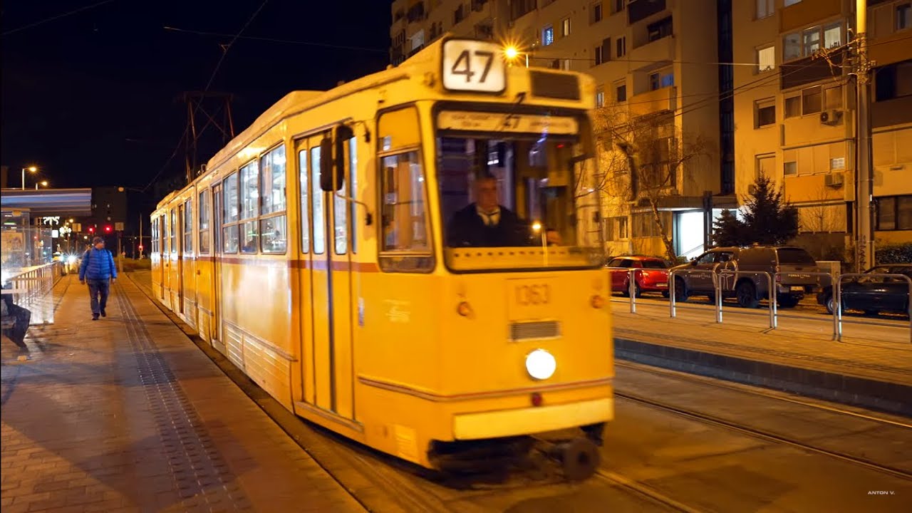 Hungary, Budapest, tram 47 night ride from Albertfalva kitérő to Újbuda-központ M