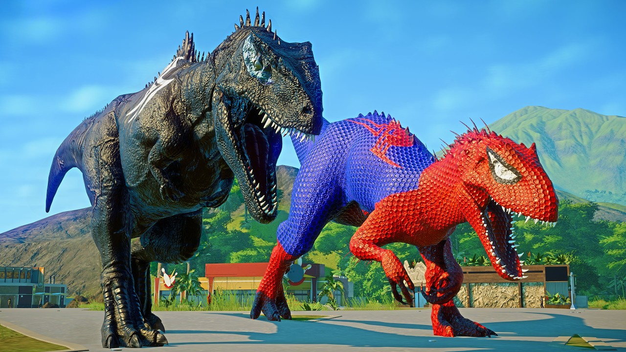 EPIC Superhero Dino Battle! Spider Man I Rex vs Venom Giga in Jurassic World Evolution! 💥