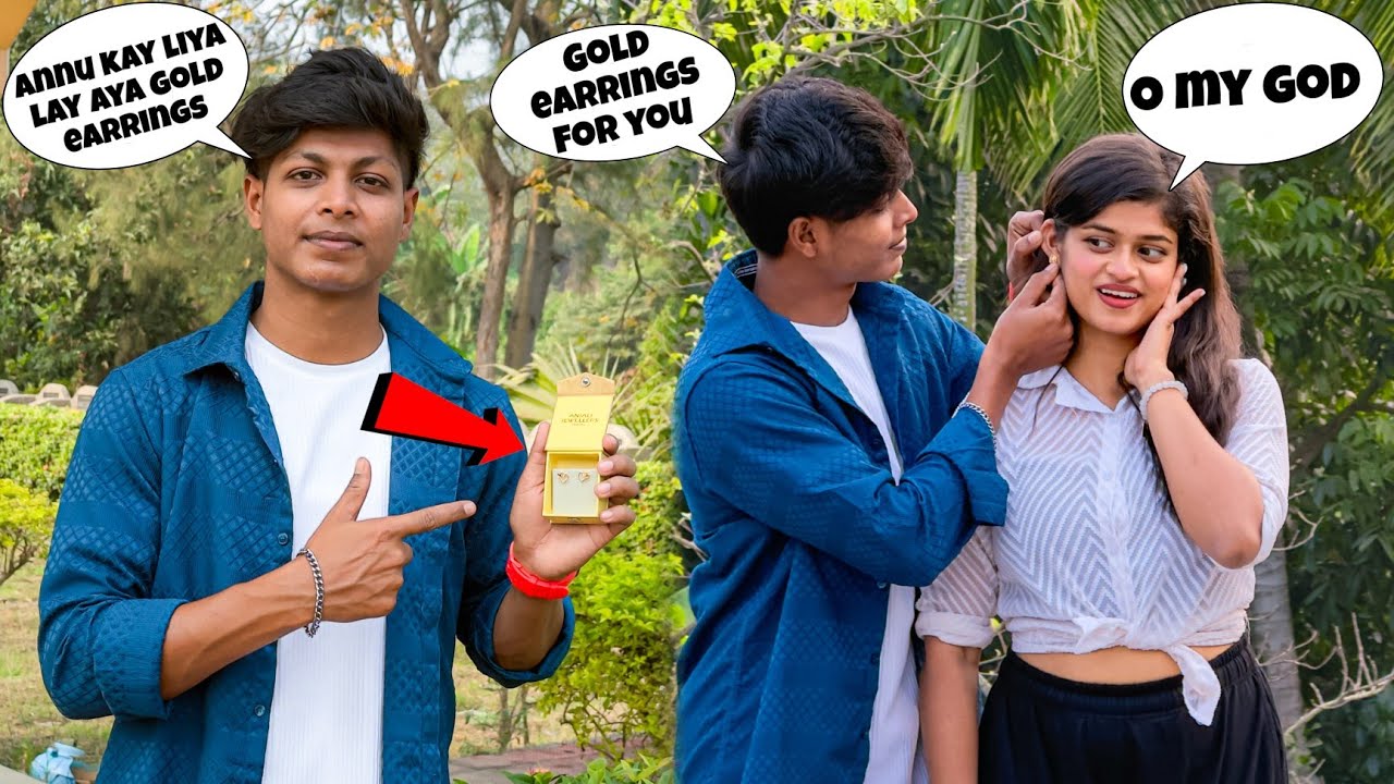 Cute Girl Ko Diya Gold Earring 🥳|| Larki Gussese Gift Ko Fenk Diya😱||@ARNABLIFESTYLE 
