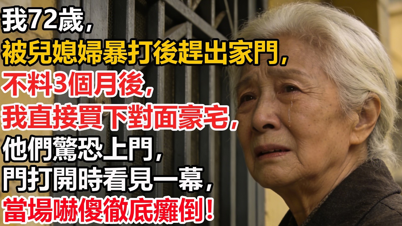 我72歲，被兒媳婦暴打後趕出家門，不料3個月後，我直接買下對面豪宅，他們驚恐上門，門打開時看見一幕，當場嚇傻徹底癱倒！