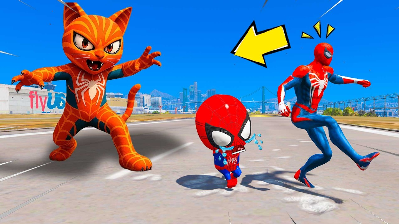 HOMEM ARANHA FUGIU DO GATO ARANHA MALUCO GTA 5 - SUPER HEROI FILME 1 HORA
