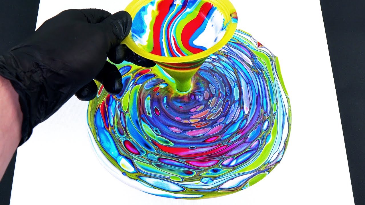 STUNNING vibrant color cells - Acrylic Pouring Funnel Pour