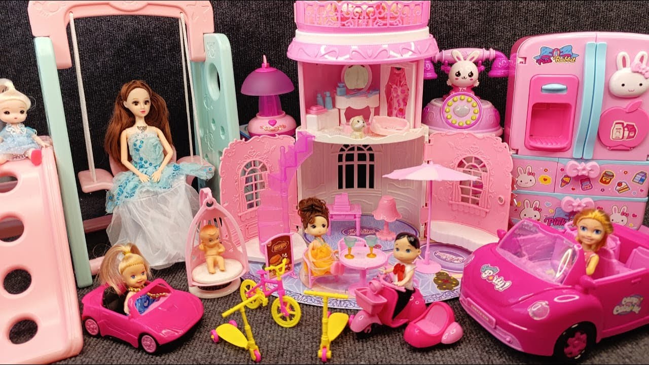 9 Minutes Satisfying with Unboxing Pink Princess Castle Collection Toy Review | ASMR