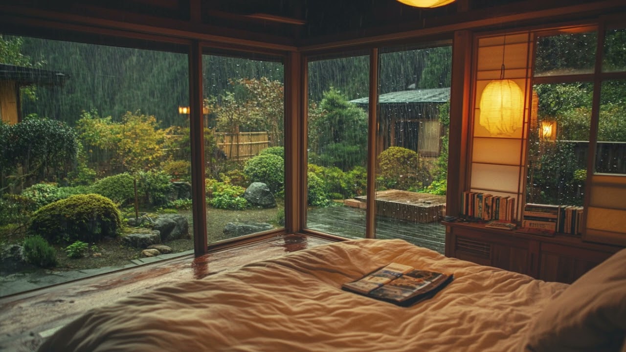 Gentle Rain Sounds for Sleeping | Warm Window Ambience at Night