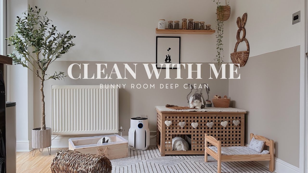 DEEP CLEAN THE BUNNY ROOM WITH ME | Indoor bunnies, cleaning motivation