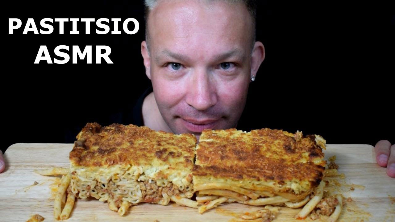 PASTITSIO ASMR PASTA MEAT SAUCE BECHAMEL GREEK MEDITERANNEAN CUISINE BIG BITES NO TALKING