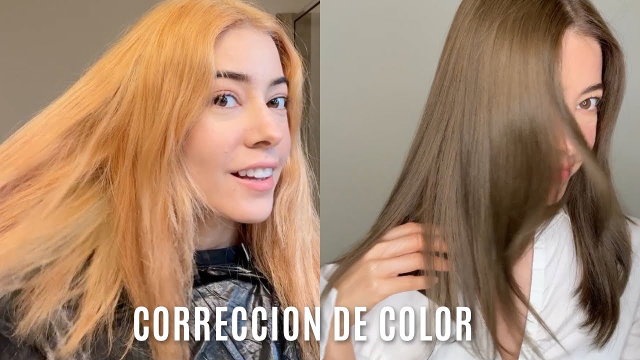Corrección de color con decolorante, retoque de rubio cenizo