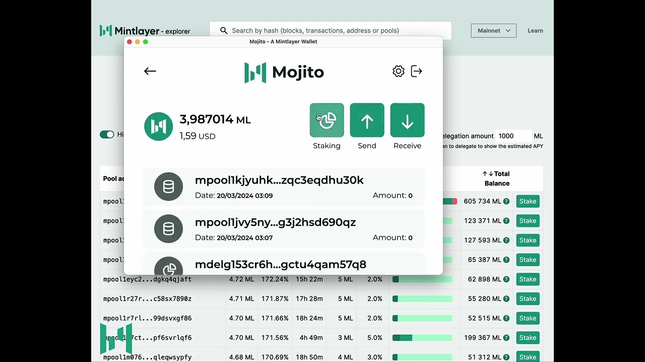 How to Stake your ML Tokens with Mojito Wallet Browser Extension
