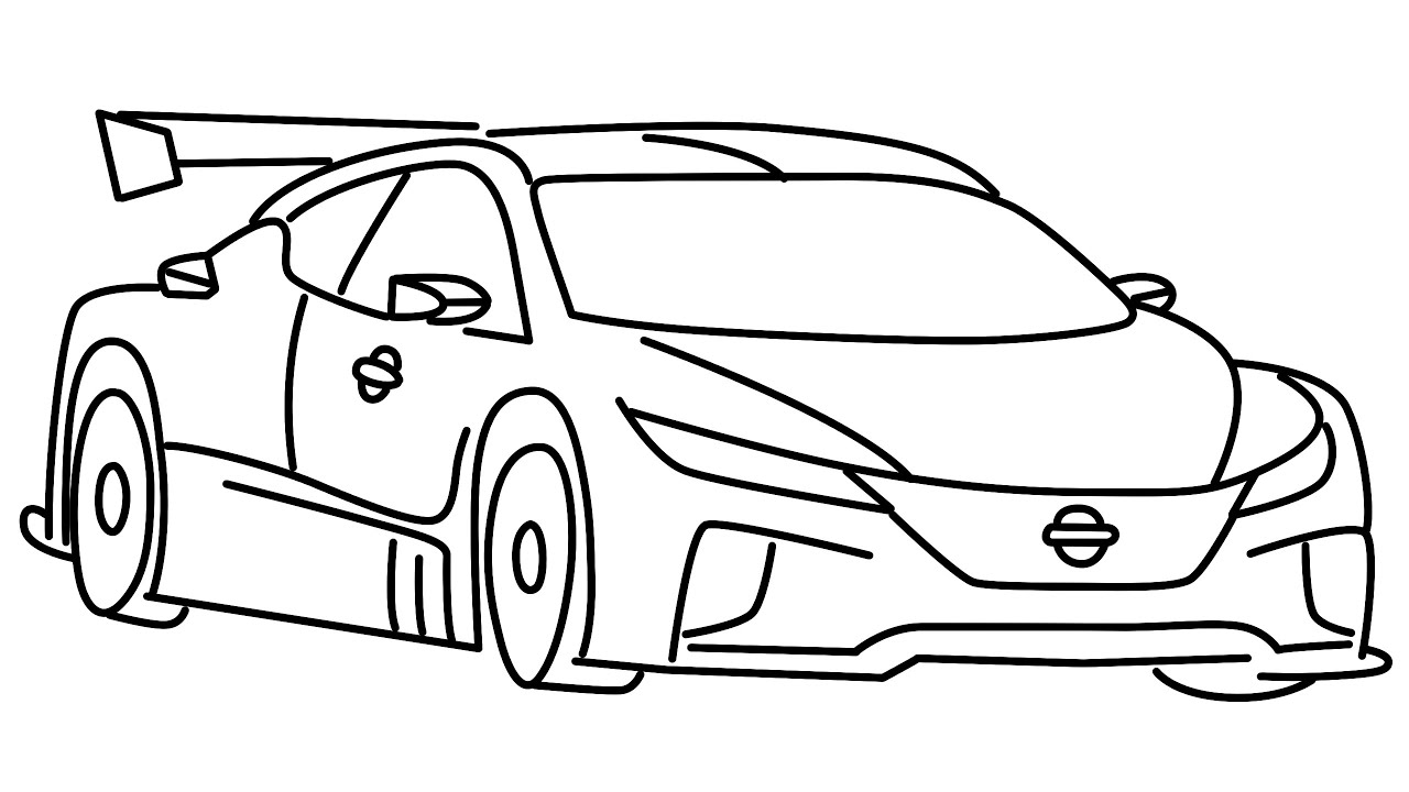 How to draw Nissan Leaf Nismo RC step by step for beginners