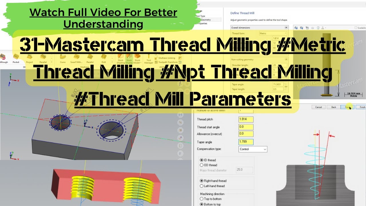 32-Mastercam Thread Milling#Metric Thread Milling #Npt And Bspt Thread Milling#Thread Mill Parameter