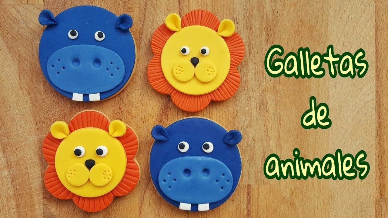 Galletas decoradas de animales de la selva | Hipopótamo y León | Mi tarta preferida