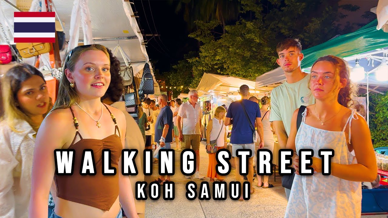 【4K】The Wharf Walking Street and Fisherman's Village Night Market in Koh Samui Thailand 🇹🇭