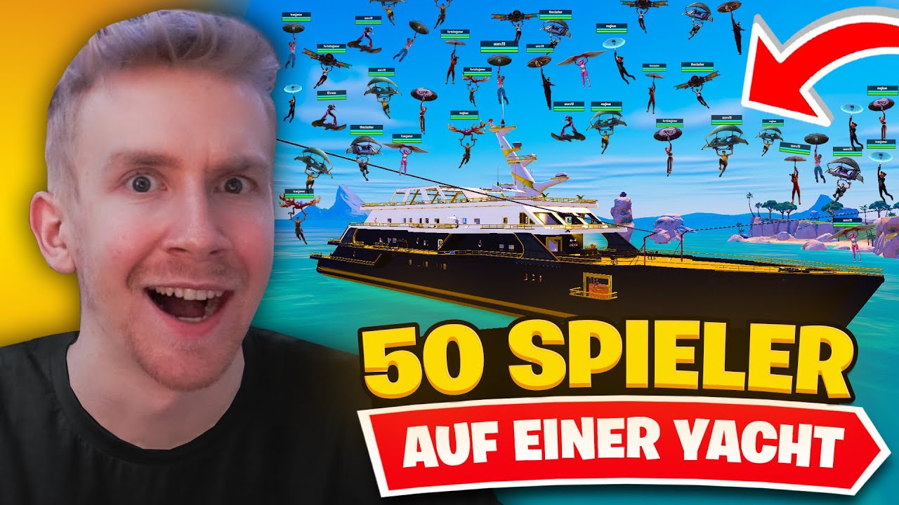 50 PLAYERS land on the YACHT in Fortnite Chapter 5!