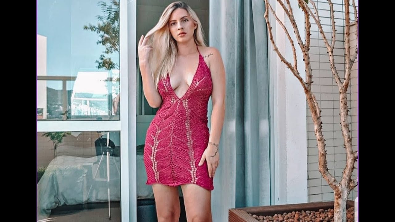 Vestido crochê folhas - Canhoto - Parte 2