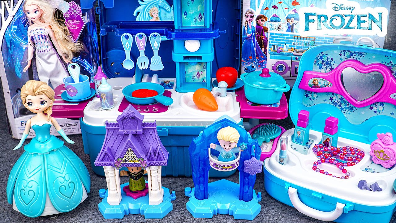 Unboxing Blue Disney Frozen Toys ASMR | Elsa's Princess Makeup Beauty and Cooking Kitchen Toys