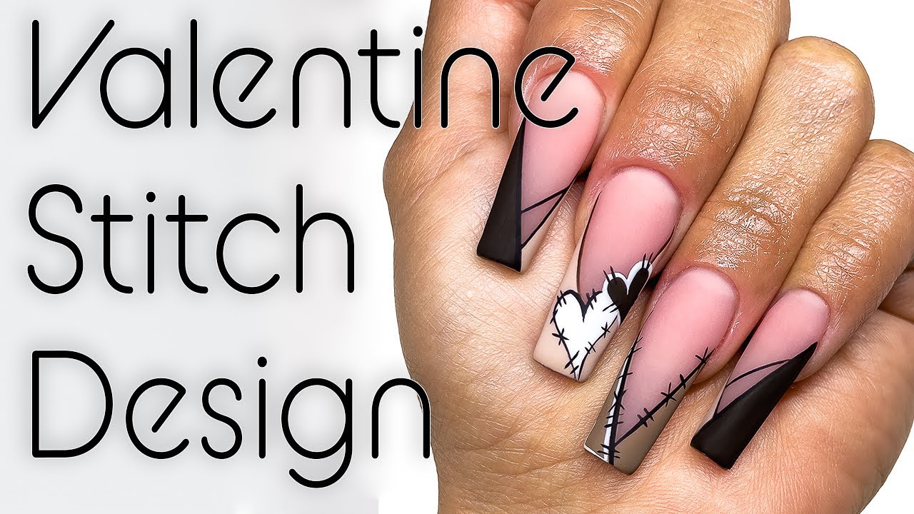 Perfect Valentines Day Heart Stitch Tutorial | Line Art Tutorial | How to do Hearts De Uñas Acrílica