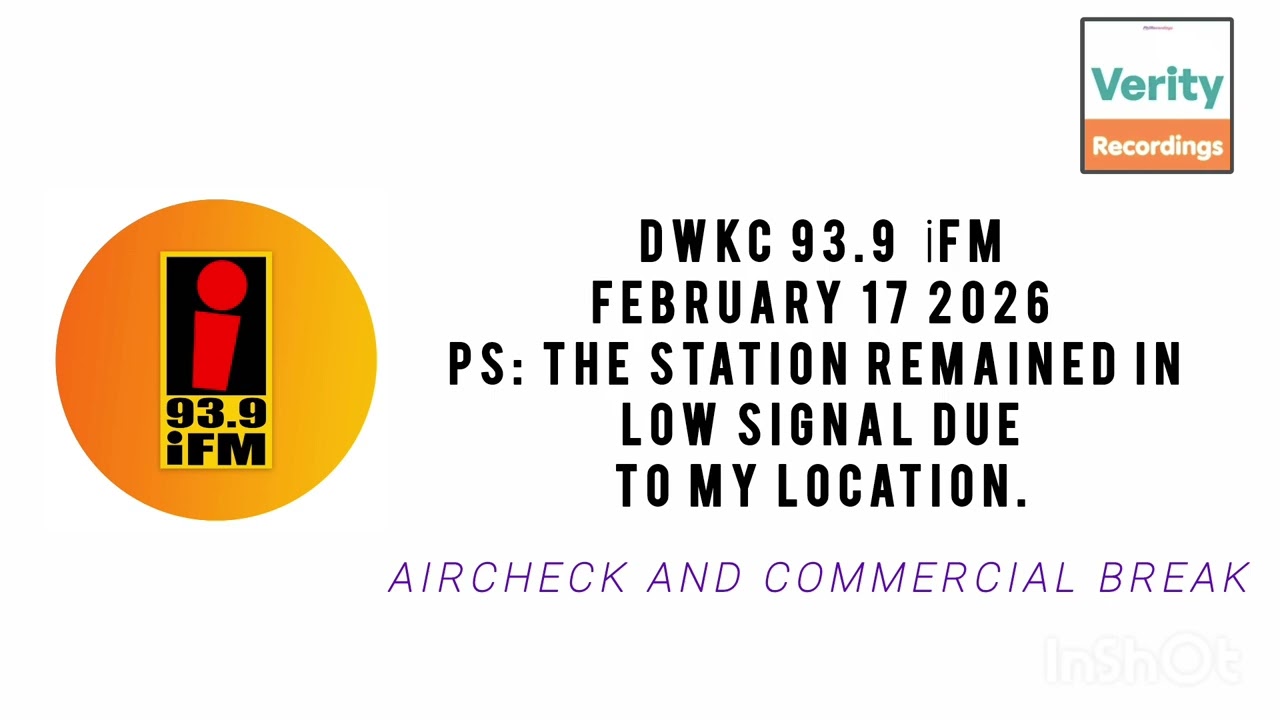 93.9 iFM Aircheck and Commercial Break (February 17 2026)