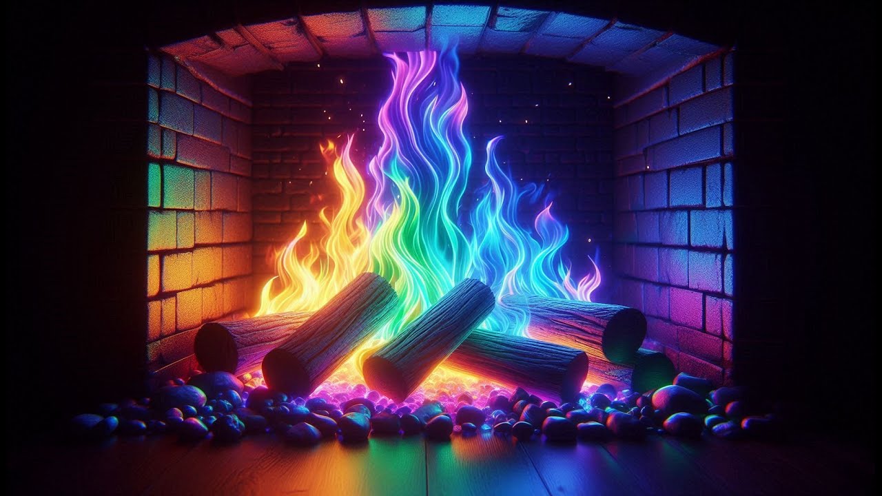 Rainbow Fireplace 4K Ultra HD - 3 Hours Hypnotic Color-Changing Flames for Ultimate Relaxation!