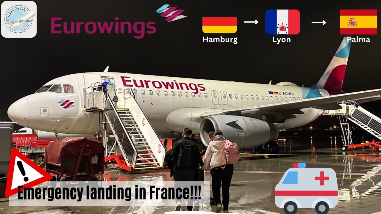 (4K) TRIPREPORT | medical emergency landing in Lyon | Hamburg - Palma | Eurowings Airbus A319