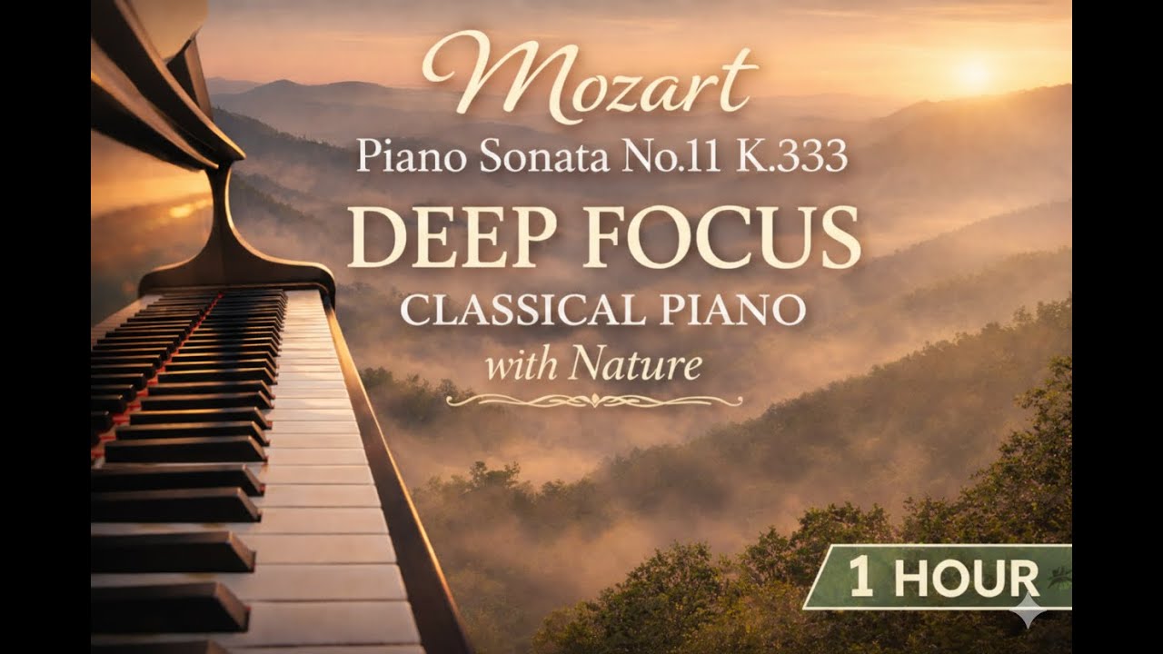 Mozart Piano Sonata No.11 K.333 🎧 Deep Focus Classical Piano with Nature (1 Hour)