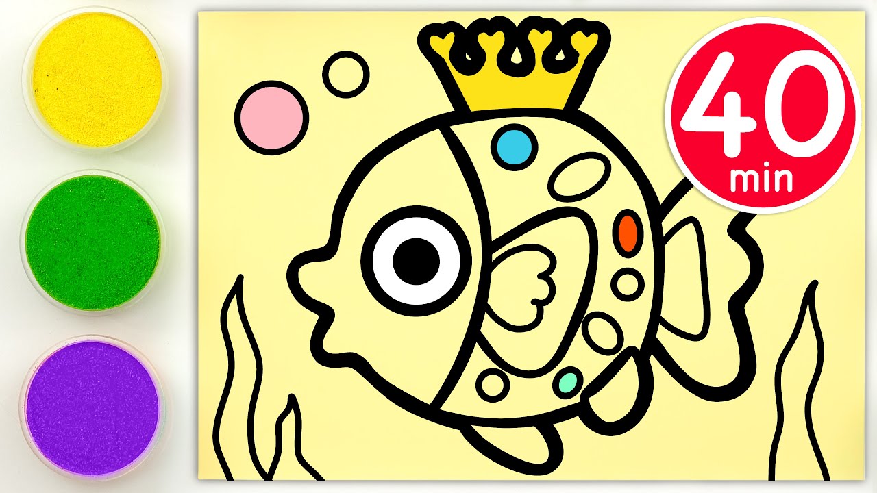 Sand Painting a fish, a penguin, fruits, Santa Claus + more | Video for Kids