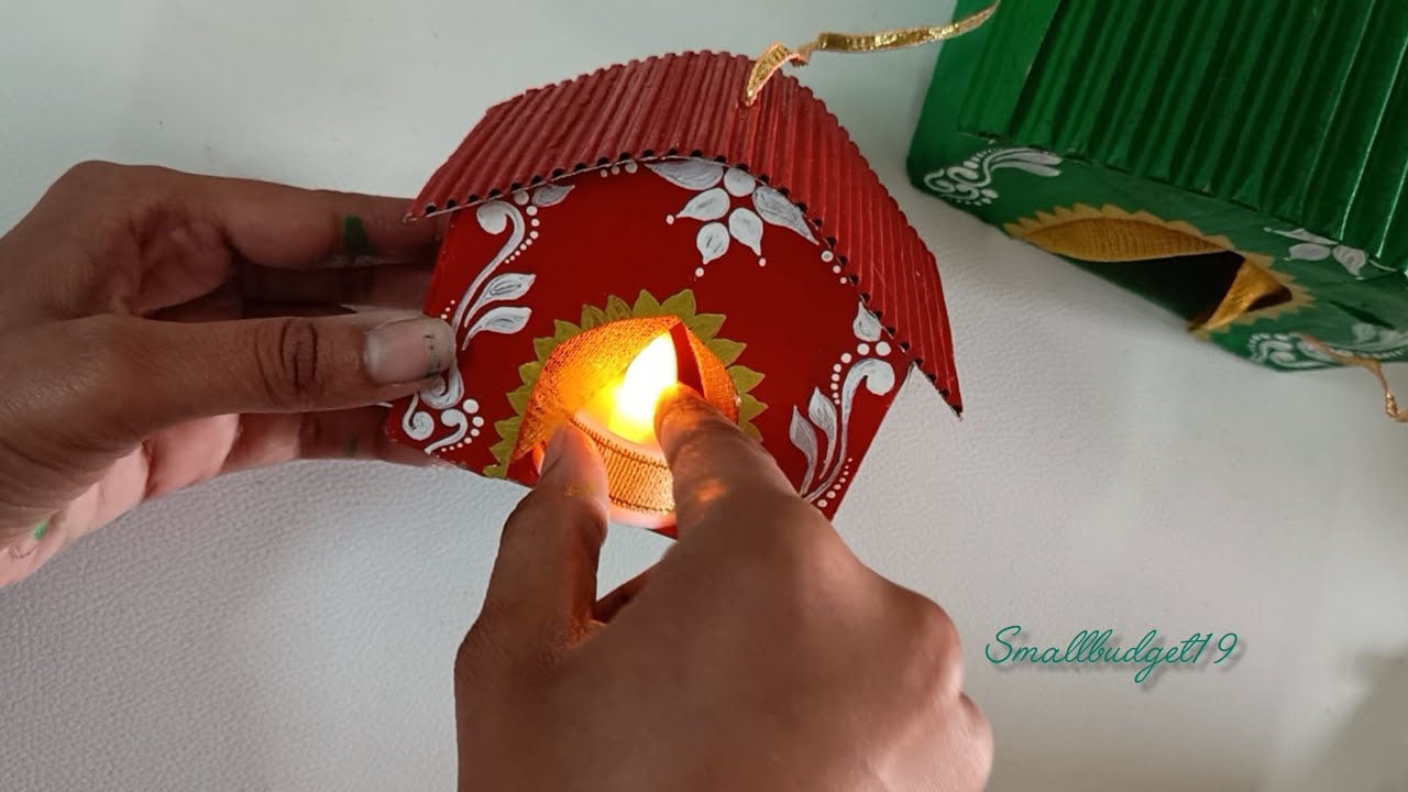 Diwali Decoration with Cardboard | Handmade Diya Holder at Home
