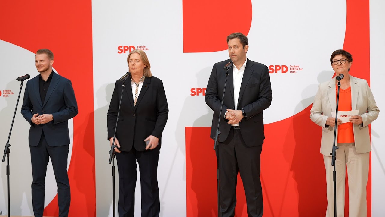 Statement mit Tim Klüssendorf, Bärbel Bas, Lars Klingbeil und Saskia Esken
