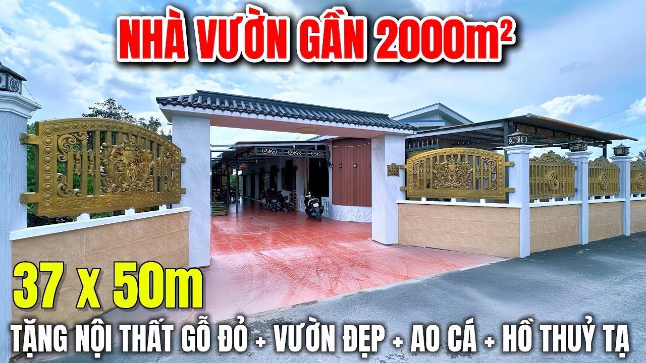 NHÀ VƯỜN VÙNG VEN SÀI GÒN , nghỉ dưỡng tuyệt vời , DT 37x50m tặng full nội thất nhà + ao vườn